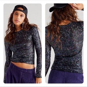 Free People GOLD RUSH LONG SLEEVE TOP SIZE SMALL NWT